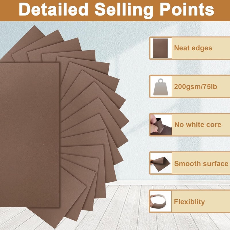 Silunkia 40 Sheets Coffee Color Cardstock 8.5 x 11 Crafts Paper, 200gsm/75lb Premium Dark Brown Card Stock Printer Paper for DIY Cards Making, Greeting Cards, Birthday Decorations, Invitations, Menus - Image 3